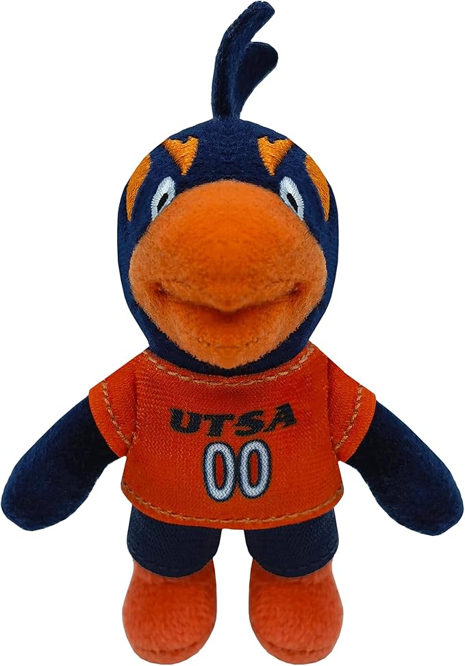 Bobbi-Dobbiez Attachable Plushie UTSA Rowdy Mascot – Attaches to Backpacks, Bags, Shoes, Water Bottles, and More