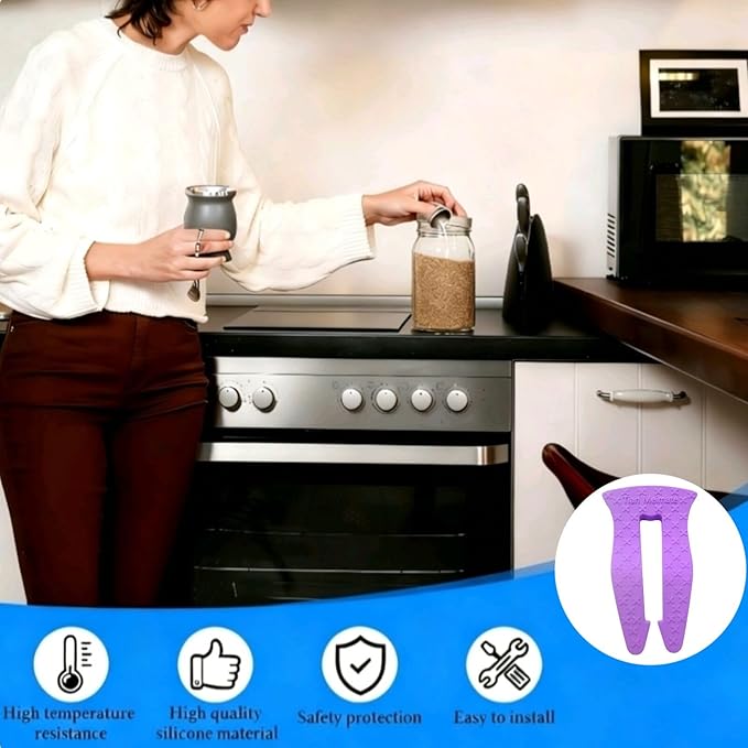 Universal Stove Knob Locks(2Pack Purple + 3Pack Blue) Child Proof Gas Stove Safety Lock with Key, Easy Install No Tools Needed, Heat Resistant Baby Proofing Essentials for Kitchen Cooktop