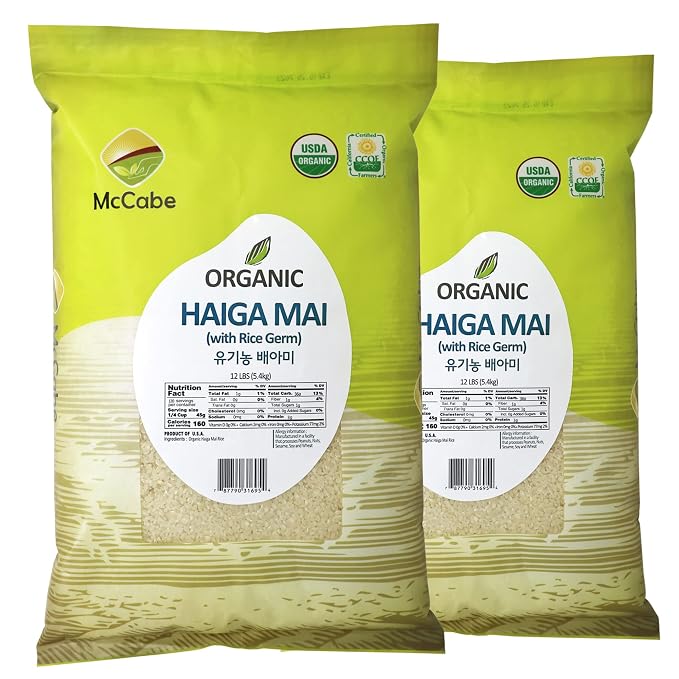 McCabe Organic Haiga Mai Rice - Haiga Rice 12 lbs Pack of 2 - Rich in Fiber & Minerals | USDA and CCOF Certified | Product of USA