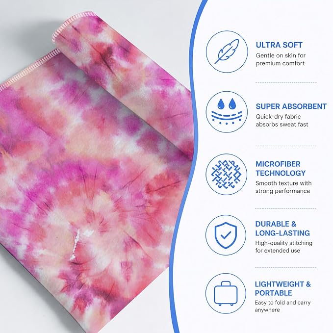 Yoga Mat Towel, Hot Yoga Non Slip with 4 Corner Pockets, 70 x 26 in | Soft Absorbent Microfiber With Four Corner Pockets, Fits Over Yoga Mats For Hot Yoga, Pilates, Gym, And Travel