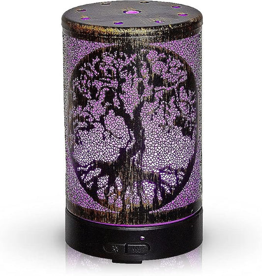AROMAR Essential Ultrasonic Oil Diffuser Cool Mist Humidifier & Aromatherapy Metal Diffusers for Essential Oils with Auto Shut-Off and 7 Colors LED for Home and Office (Bronze Tree of Life)
