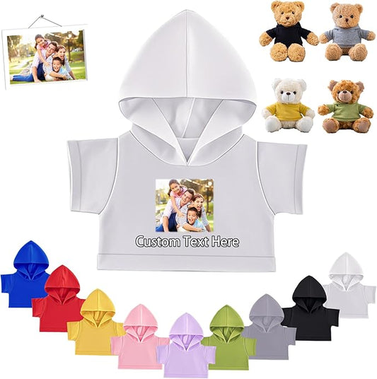 Personalized Teddy Bear Clothes with Photo Text, Custom Stuffed Animal Clothes Fit 8-16inch Stuffed Bear Clothing, Personalized Doll Clothing Make Your Own Plush Doll Shirt