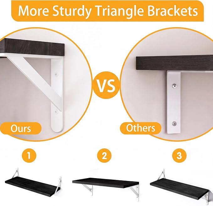YGEOMER Floating Shelves for Wall, Different Sizes Black Wall Shelves for Living Room, Bathroom, Bedroom, Kitchen, Home Decor (Set of 4)