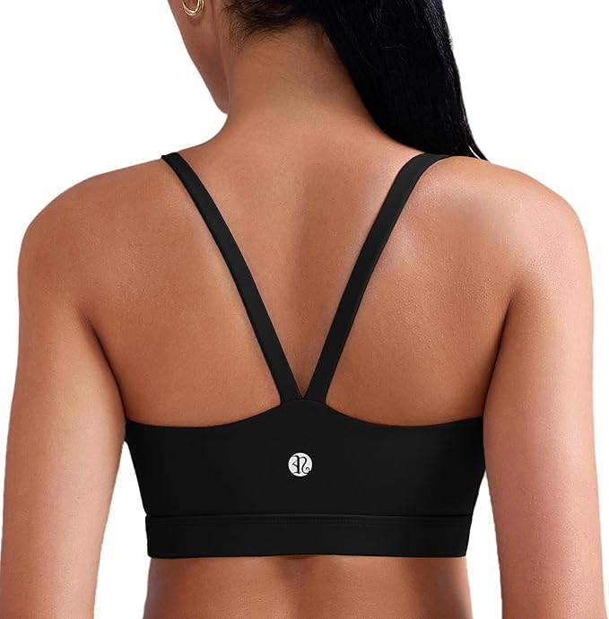 RUNNING GIRL Sports Bras for Women,Light Impact Molded Cup Strap Sports Bra with Sewn in Pads,Best for A-C Cup