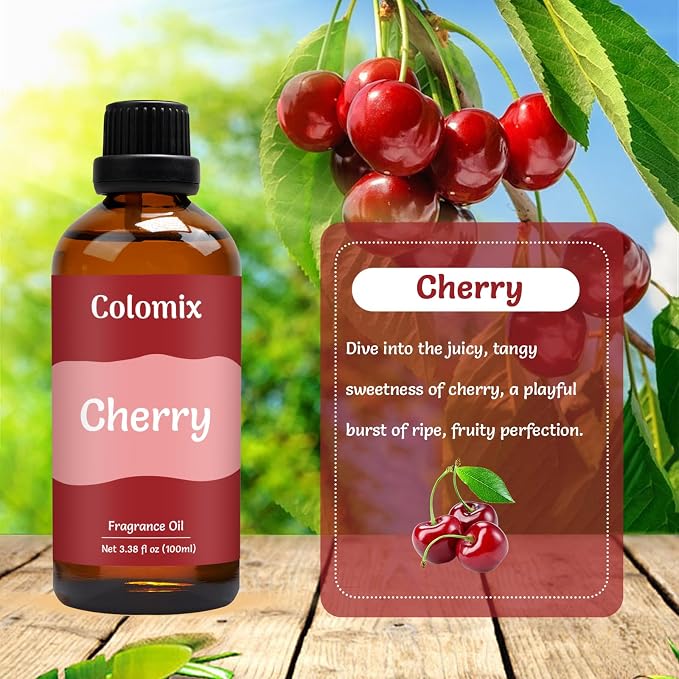 100ml Cherry Fragrance Oil, Premium Essential Oils for Diffusers for Home - Candle Scents for Candle Making, Soap Making Supplies and More DIY Projects, Gift Scented Oils