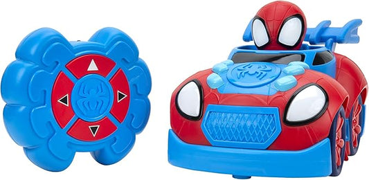 Jazwares Marvel Spidey and His Amazing Friends Web Crawler RC - Remote-Controlled Vehicle - Features Built-in Super Hero with 4 Controller Functions, Blue & Red