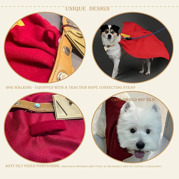 Superhero Dog Power Cape Cosplay Set with Collar and Tag Complete Set (one size-3pcs