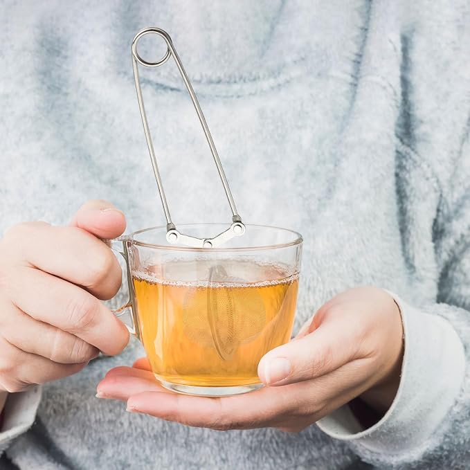 Yinder 30 Pcs Loose Leaf Tea Infuser Stainless Steel Mesh Snap Tea Ball Strainers with Handle Metal (Silver)