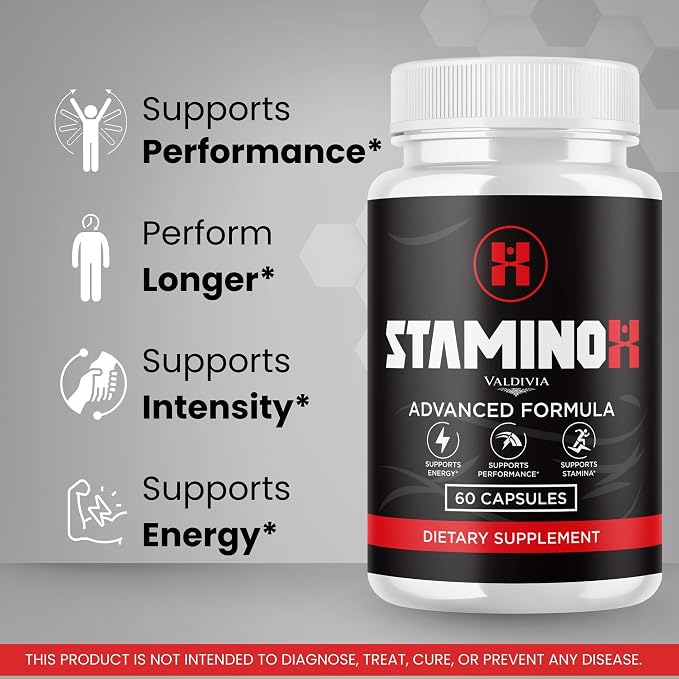Valdivia (5 Pack) Staminox Capsules, Official Staminox Support Supplement Pills Reviews (300 Capsules)