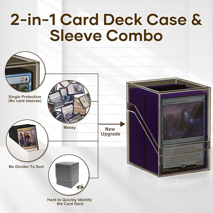 YSCare 6 Pack Card Deck Cases, Commander Deck Boxes with 600Pcs Card Sleeves and Dividers, Standard Size Cards Storage Box Perfect Fit for MTG, Sport, Trading Cards (6 colors)