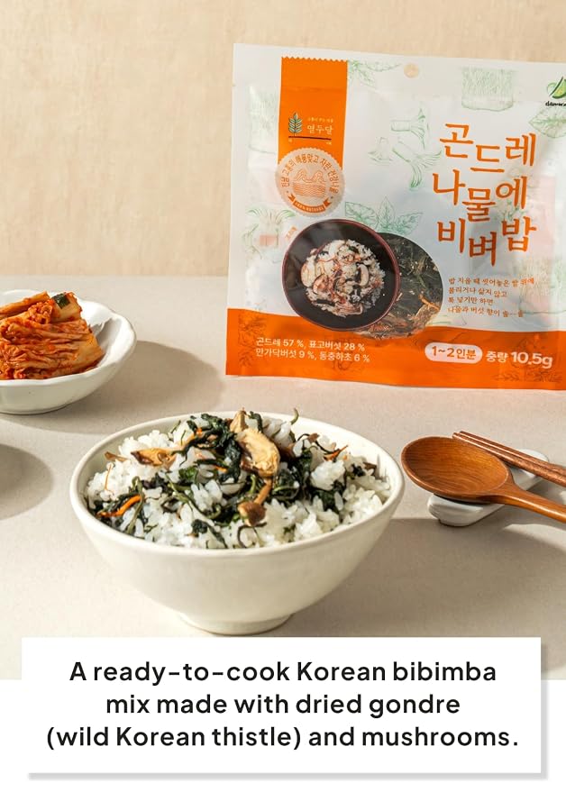 Korean Food Gondre Bibimbap Kit, Dried Thistle & Vegetable, Vegan, 3 Pack | Dried Korean thistle and vegetable blend for preparing traditional bibimbap rice dishes