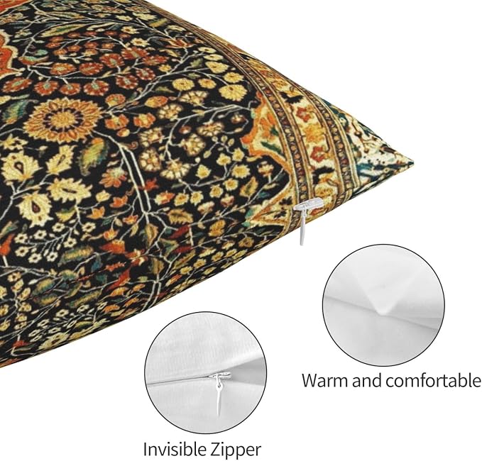 Antique Persian Mohtashem Kashan Rug Print Pillow Covers Decorative Lumbar Throw Pillowcase 12x20 Inch Couch Cushion Cover for Home Decor Living Room Bedroom College Dorm Bed Car Sofa