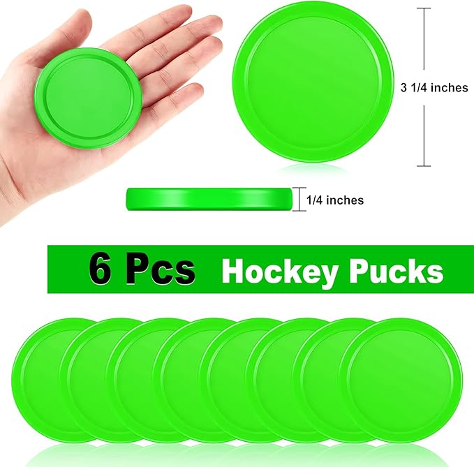 Coopay 3 1/4 Inches Air Hockey Pucks 6 Pack Full Size Heavy Replacement Pucks for Game Tables Equipment Accessories