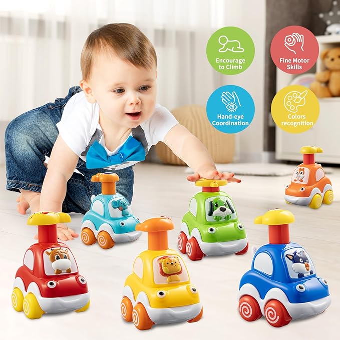 ALASOU 6 PCS Animal Car Toys for 1 2 Year Old Boy|Baby Toys 12-18 Months|1 2 Year Old Boy Birthday Gifts for Infant Kids|Cars for Toddlers 1-3