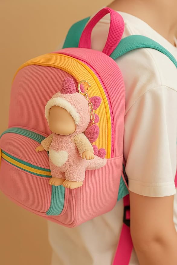 17cm Doll Clothes – Fluffy & Cute Outfits for Designer Dolls | Soft Costumes - Pink-Dino