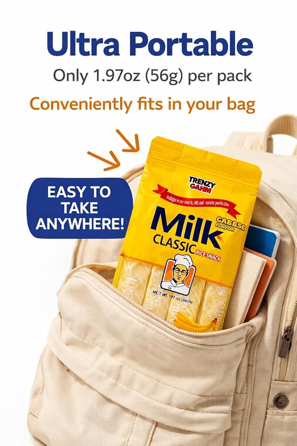Milk Rice Snack Variety Pack – 3 Flavors (Milk, Banana & Cheese), Non-Fried Crispy Korean Rice Snack, Individually Wrapped Kids School Snack, Melt-in-the-Mouth Rice Crackers