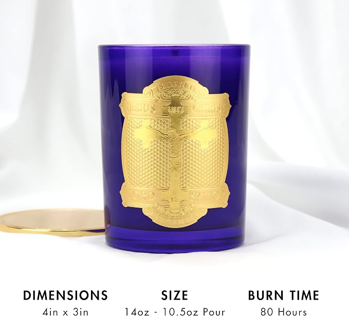 SAINT Lord Savior Jesus Christ Scented Candle with Prayer and Prayer Coin | Soy Coconut Aromatherapy Candle with 80 Hour Burn Time, Special Edition