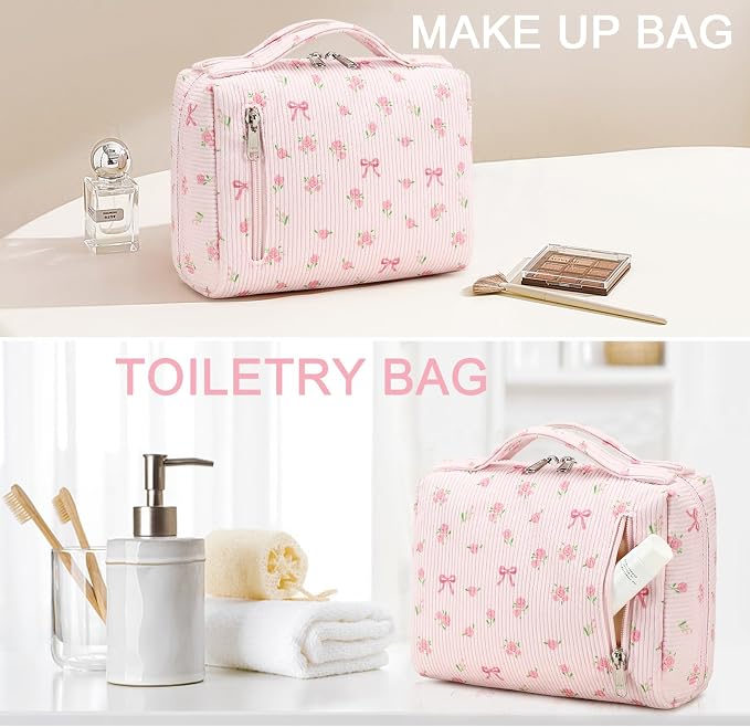 Bluboon Makeup Bag Zipper Pouch Travel Portable Cosmetic Bag Organizer for Women and Girls