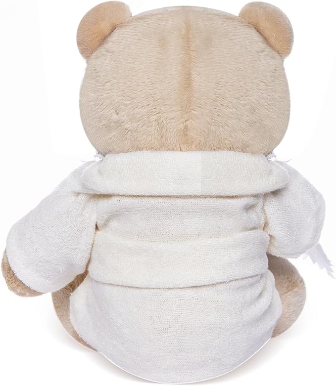My OLi 9" Teddy Bear Stuffed Animal Plush Toys Soft Bear Dressed in Bathrobe with Soothing Towel “Get Well Soon” Soft Plush Bear Toy Bedtime Gifts for Baby Kids Girls Boys，Beige