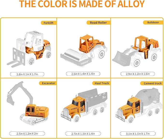 Toddler Toys for 3-9 Years Old Boys, Construction Toys Car Transport Vehicle W/Play Mat, Die-cast Alloy Engineering Vehicle Gifts for Age 3 4 5 6 Kids Child Boys Girls Birthday Party Favor