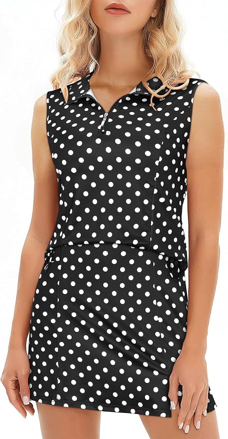 Koscacy Women's Tennis Skort Set Zip Up Tank Top 2 Piece Summer Outfit
