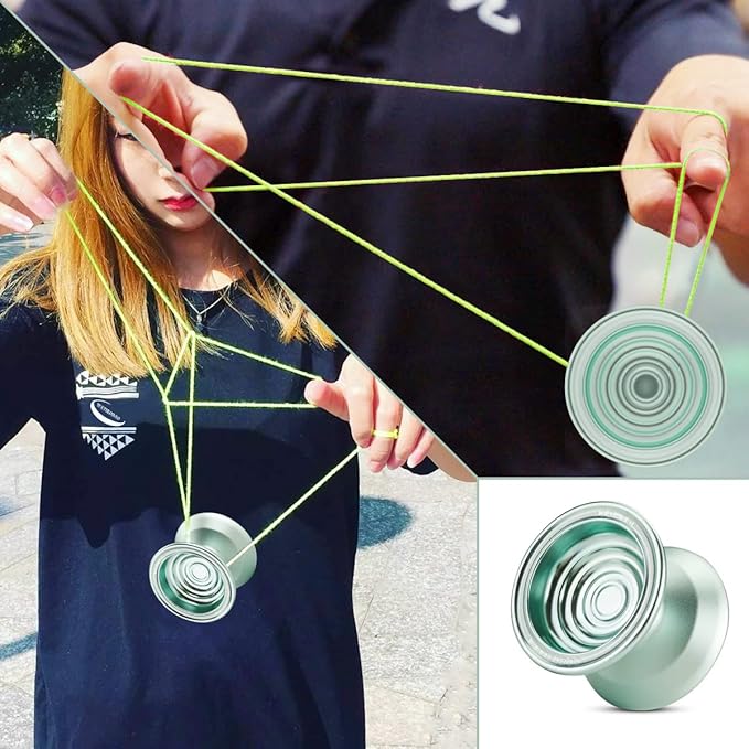 WATIEOBOO yoyo Professional Trick Yoyo for Beginners & Adults - Unresponsive Yoyo with U Type KK Bearing yo-yo + yoyos Glove (Light Blue)