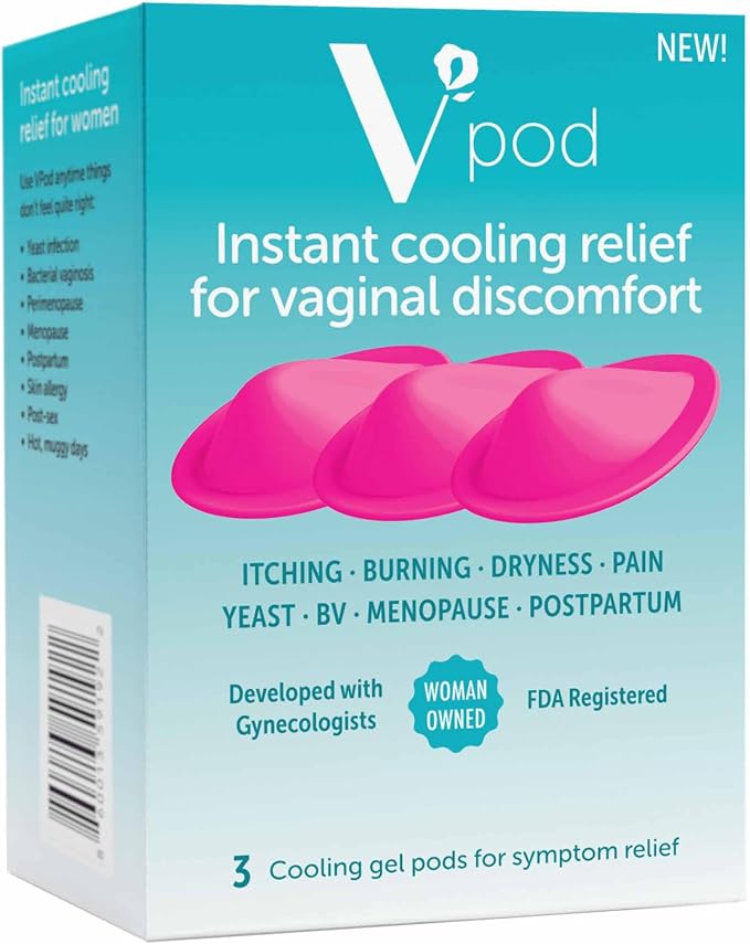 Feminine Cooling Gel Pods for Vaginal & Vulva Pain | Reusable | Helps Peri-Menopause, Post-Partum Relief, Soothes Itching, Burning, Dryness & Swelling | Hypoallergenic, Odor-Free, Multi Pack, 4.1 Oz