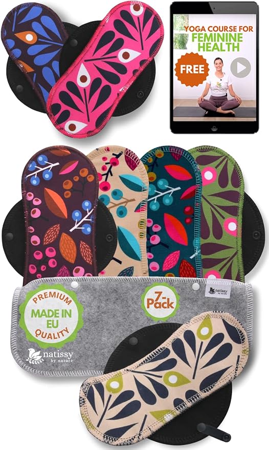 Cloth Panty Liners 7-Pack (Small) Mini Daily Organic Cotton Reusable Panty Liners for Women & Non Slip Reusable Panty Liners for Women Thong (S) Organic Cotton Panty Liners Reusable
