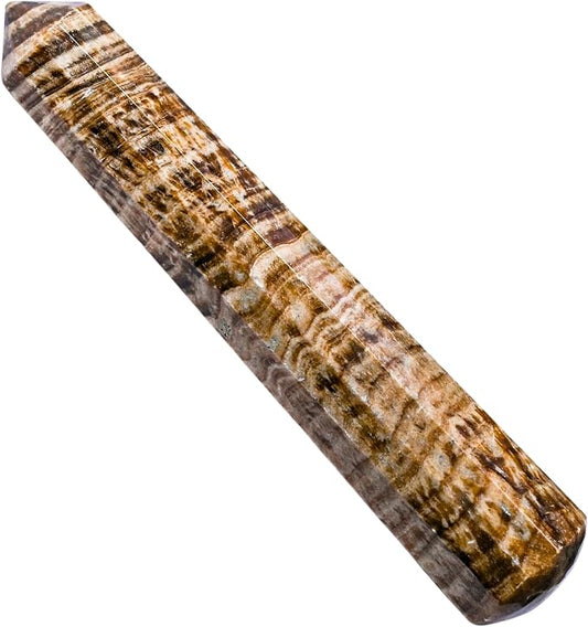 Amazing Gemstone Aragonite Crystal Wand Massage Stick - Pelvic Wand Gua Sha for Adults - Crystals and Healing Stones Massage Wands for Adults Gifts (Pointed)
