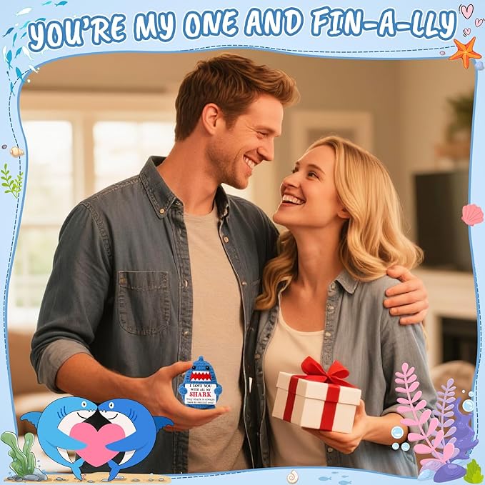 Anniversary Romantic Gifts for Men Women I Love You Christmas Valentines Birthday Gift for Him Her Husband Boyfriend Dad Son Wife Girlfriend Cute Stuff Crochet Animal Shark Lovers Wedding Decor