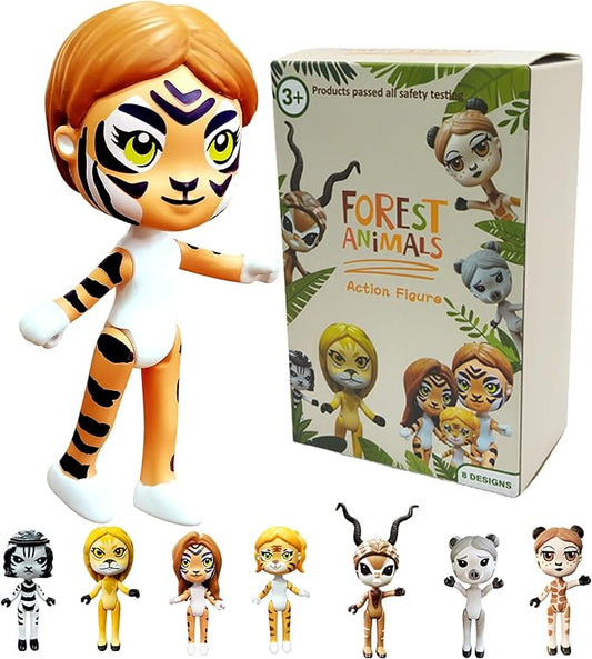 PLENTY MORE Forest Animal Theme Series Action Figure - 3.5 inches / 8cm Collectible Action Figure, Creative Forest Animal Toy, Educational & Fun Play for Ages 3+, Safe &Non-Toxic (Tiger The Homeless)