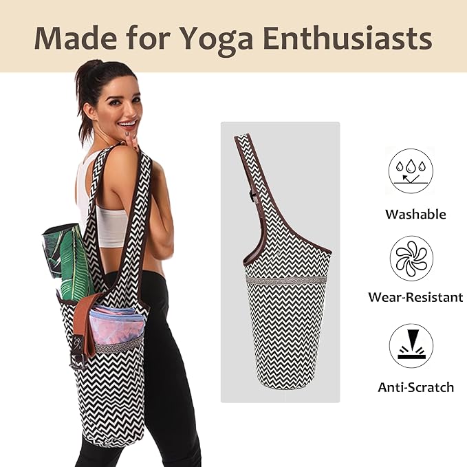 SportsYoga Mat Bag,Large Opening Yoga Mat Carrier for Quick Access,with Large Size Pocket and Zipper Pocket,Thick Mats for Workout,Gym, Pilates