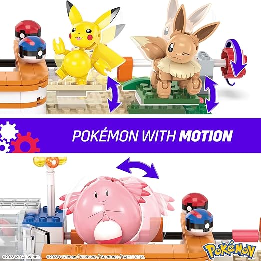 MEGA Pokemon Action Figure Building Toys, Forest Pokemon Center with 648 Pieces, 4 Poseable Characters, Gift Idea for Kids