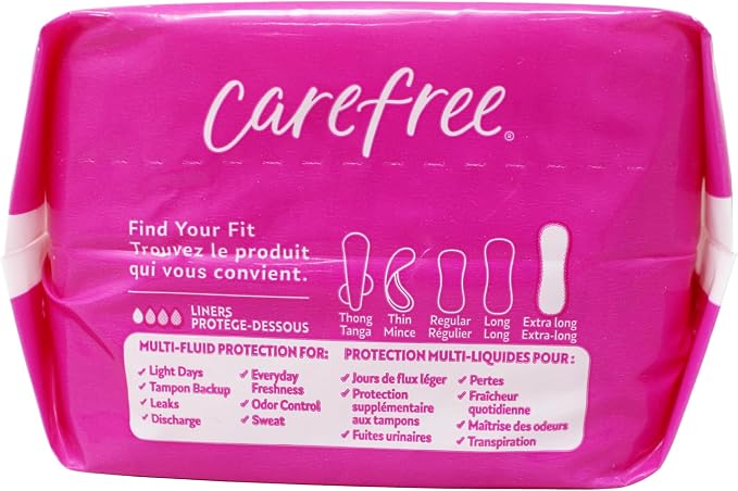 Carefree Extra Long Panty Liners, Unscented, Multi-Fluid Protection, 36 Count (Pack of 8)