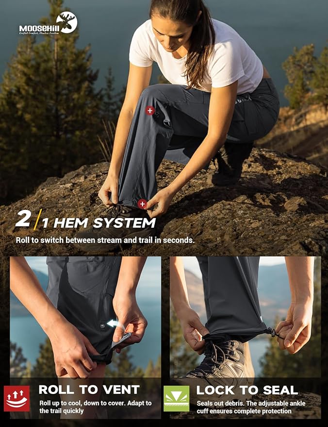 Moosehill Women's Hiking Pants Lightweight Quick Dry Water Resistant Cargo Travel Work Summer Pants for All Seasons
