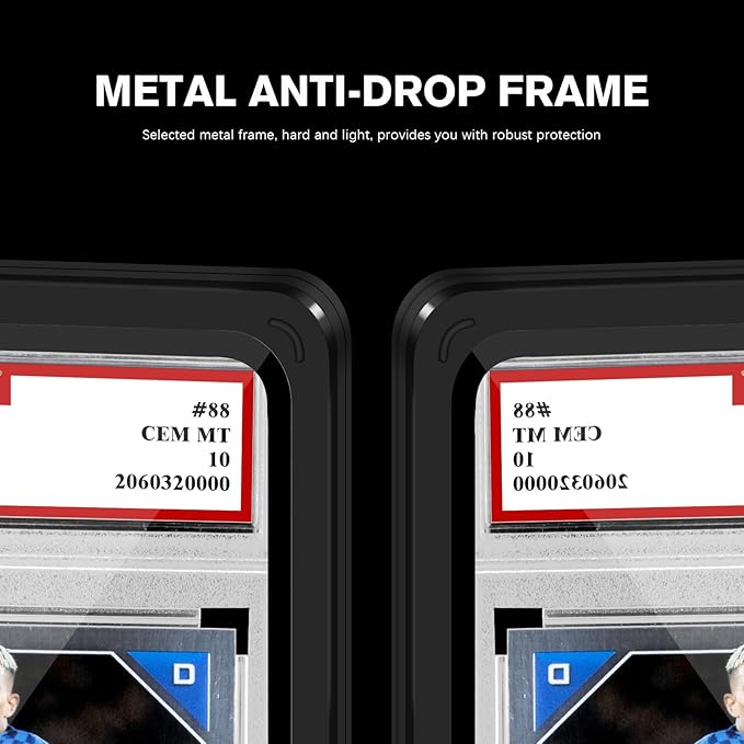 Magnetic Graded Card Slab Guard - Premium Aluminum Showcase for PSA Slab, Slab Guard with UV-Resistant Tempered Glass, Personalized Slab Bumper for Collectors, Black