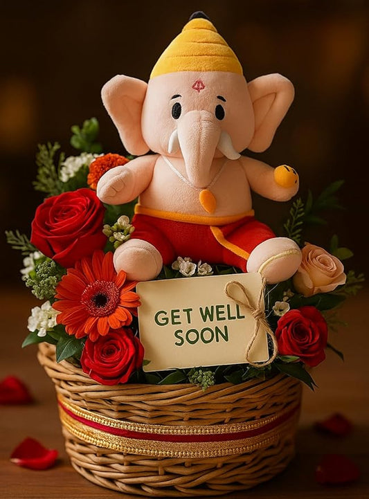 MODI TOYS Baby Ganesh (7 inch) Mantra Singing Plush Toy | Ideal for Newborns, Infants, Toddlers, Grandparents | Best for Diwali, Baby Shower, Birthday, Housewarming