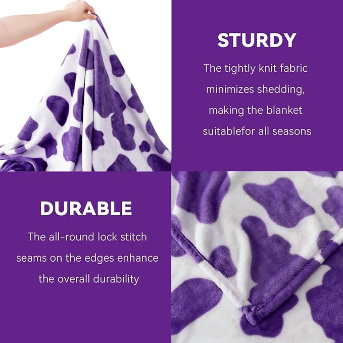 Purple Throw Blanket for Bed, Lavender Soft Fleece Blanket for Women, Girls, Teens | Lightweight Bedding & Couch Accessories, Purple Gifts for Birthday, Holidays 50"x60"