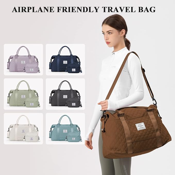Travel Duffel Bag, Carry On Overnight Weekender Bags for Women | Travel Bag with Wet Pocket & Trolley Sleeve, For Spirit Airlines 18x14x8 Personal Item Bag