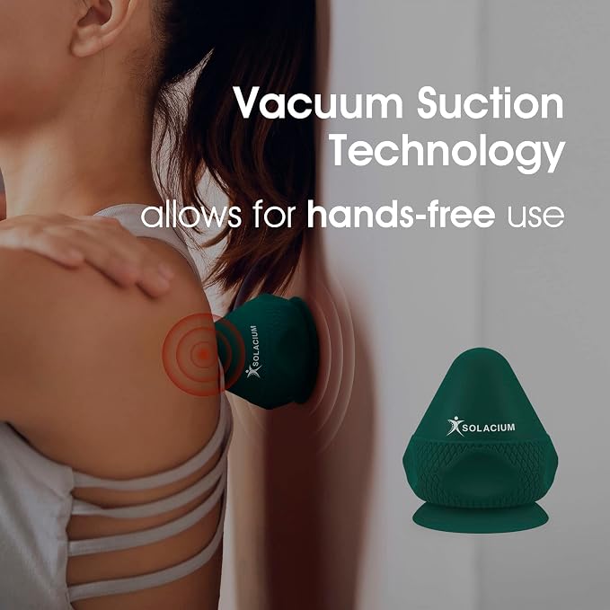 Solacium Mountable Massage Therapy Tool - Multi-Surface Suction Cup Wall Massage Tool for Sore Muscles, Myofascial Release, Stress Relief, Trigger Point and Deep Tissue Massage (Dark Green)