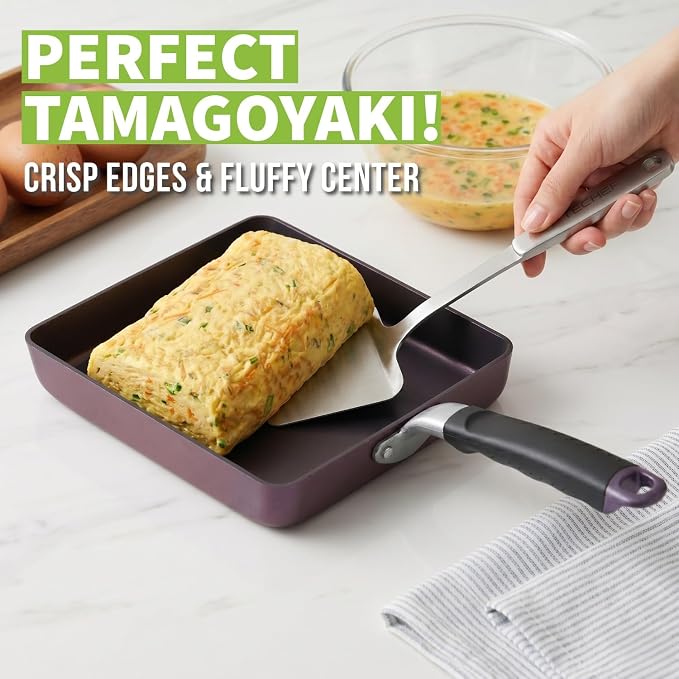 TECHEF - Tamagoyaki Japanese Omelette Pan/Egg Pan, Made in Korea (Purple) (Large)