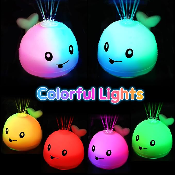 Baby Bath Toys for Kids Ages 1-3, Valentines Day Gift for 1 2 3 Year Girl, Whale Bath Toy Sprinkler Light up Bath Toys for Babies 6-12 Months, Toddler Bathtub Toys Newborn Baby Birthday Gifts