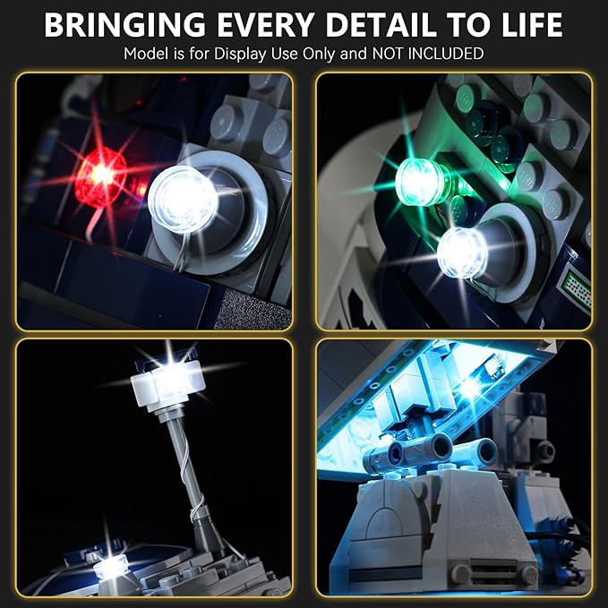 BrickSoul Upgrade Light Kit for Lego Lego R2-D2 75379 Building Set | with ON/Off & Dimmer Switch & Hidden Cable Tech | Easy Install Lighting Set (75379 Set NOT Included)