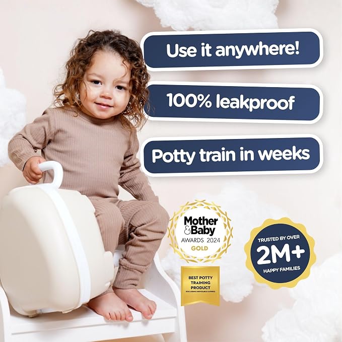 My Carry Potty - Natural Beige Travel Potty, Award-Winning Portable Toddler Toilet Seat for Kids to Take Everywhere