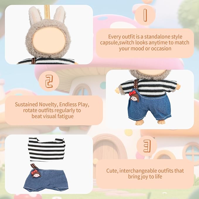 Coolcandy 17cm Doll Clothes for Doll, Fashionable Dolls Outfit with Accessories Suit, Stylish Adorable Dolls Clothes Set, Soft Fabric, Detailed Stitching(Doll Not Included)