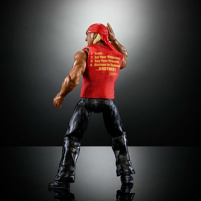 Mattel WWE Elite Collection Action Figure & Accessories, Premium Live Event Hulk Hogan Set, Wrestlemania with Howard Finkel Build-A-Figure Parts