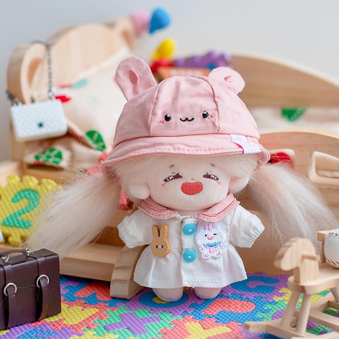 CALEMBOU Doll Clothes, Cute Macaron Animal Series Doll Clothing Suit for 15cm Vinyl Plush Dolls, Kawaii Doll Accessories Toys Gifts for Girls(Only Clothes) (Cuddly Bunny)