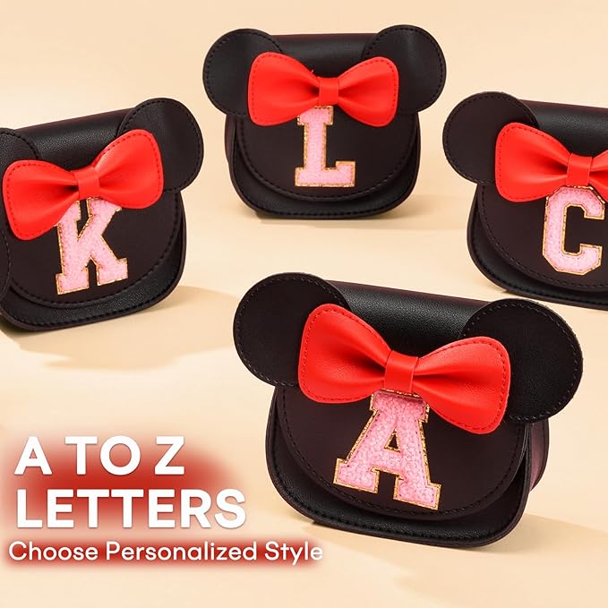 mibasies Toddler Purse Girl Gifts: Girls Birthday Gifts for 3-8 - Toys for Ages 2-4 Girls Mouse Ears Purse, Black, Letter A