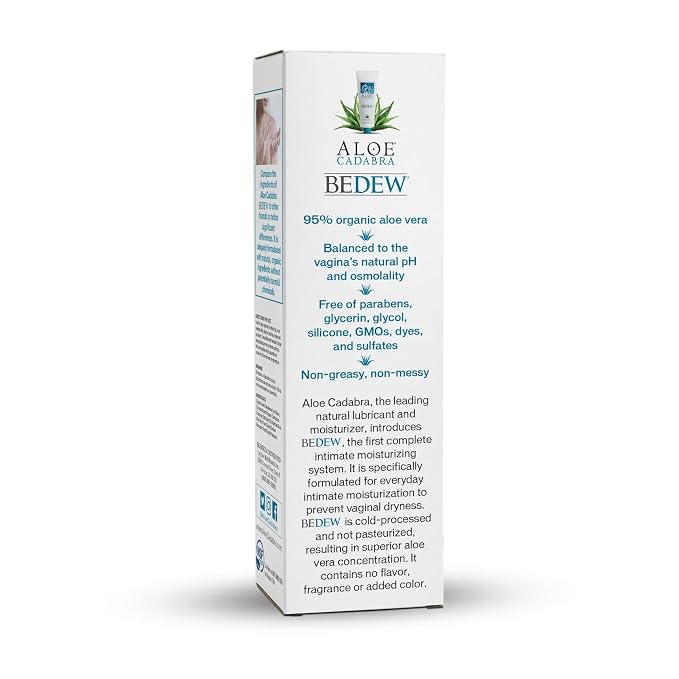 Aloe Cadabra BEDEW Organic Vaginal Moisturizer - NSF Certified Organic | pH-Balanced Formula, 2.9oz Refill Tube, Drug-Free, Hormone-Free Relief for Vaginal Dryness, Menopause & Personal Comfort