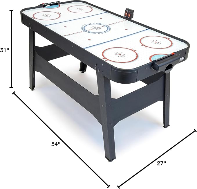 GoSports 54 Inch Air Hockey Arcade Table for Kids & Adults - Oak or Black - Includes 2 Pushers, 3 Pucks, AC Motor, and LED Scoreboard